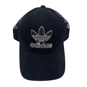 Adidas Originals Trefoil Black Trucker Hat Mesh Snapback Adjustable Cap